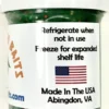 A jar of green freeze dried food