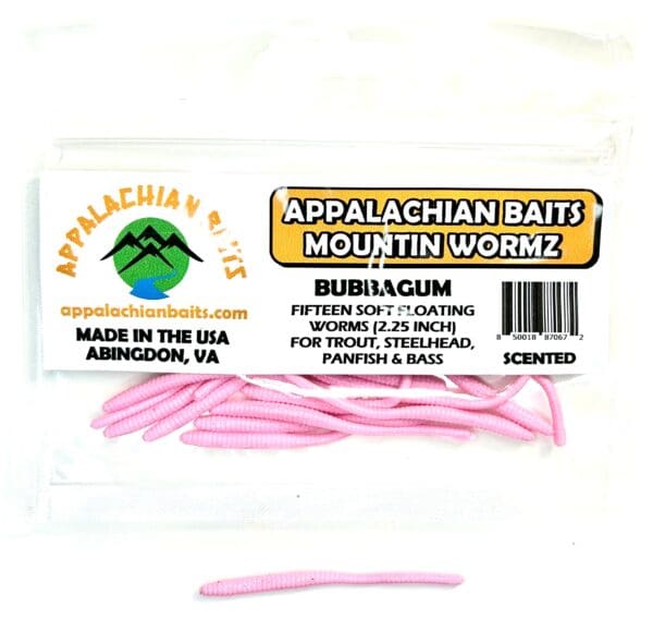 A package of mountain worm fishing lure