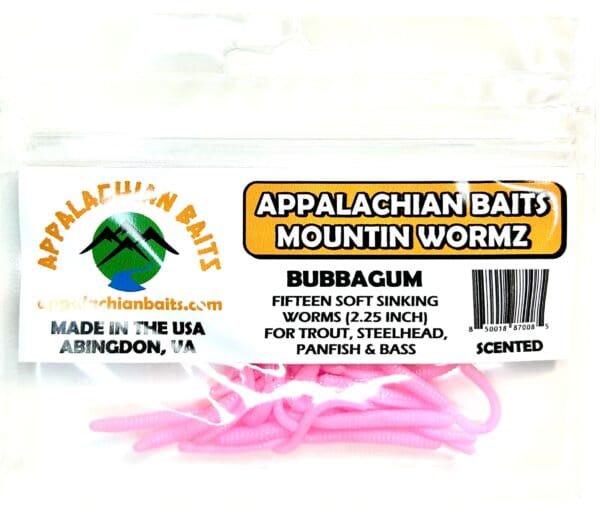 A package of mountain worm fishing lure