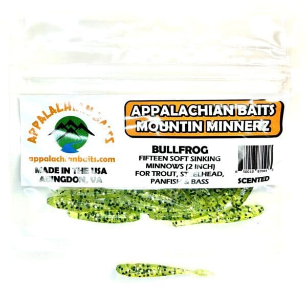 A bag of green and white appalachian bait.