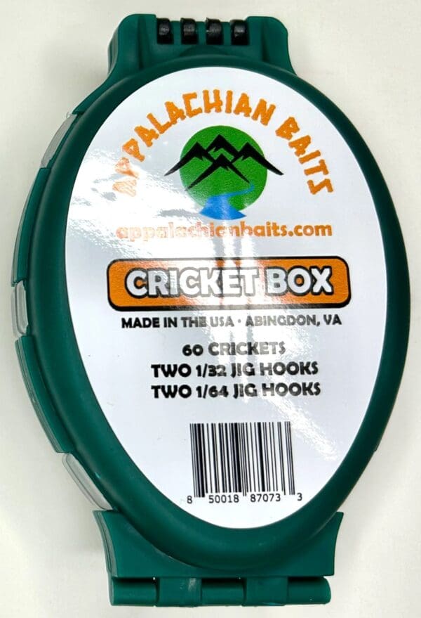 A package of cricket bait for fishing.