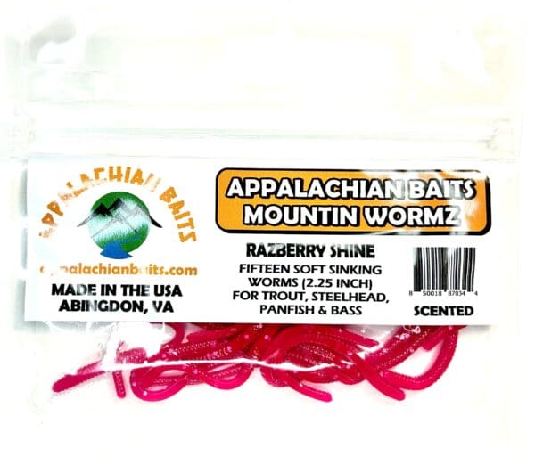 A package of mountain worm bait for fishing.