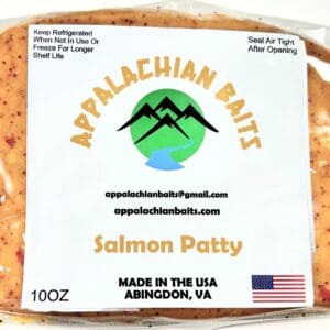 A package of salmon patty sitting on top of a table.