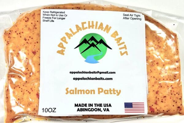 A package of salmon patty sitting on top of a table.