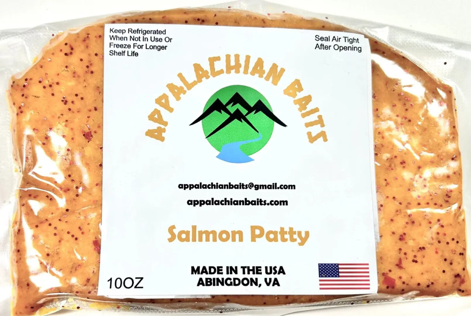 A package of salmon patty sitting on top of a table.