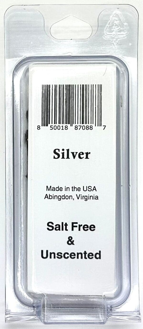 A package of silver salt is shown.