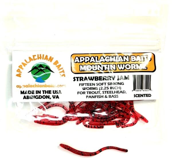 A package of strawberry worms for sale.