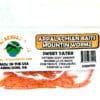 A package of mountain worm bait for fishing.