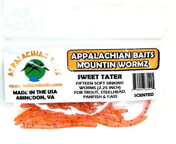 A package of mountain worm bait for fishing.