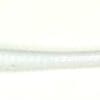 A white toothbrush with a long handle.