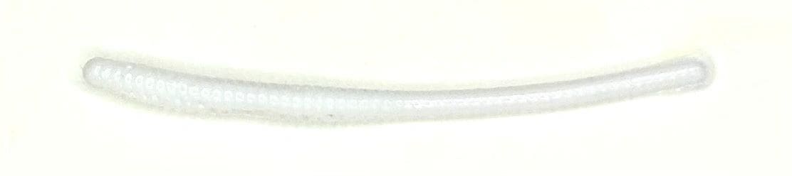 A white toothbrush with a long handle.